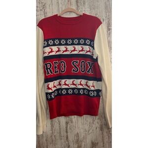 Boston Red Sox MLB Ugly Christmas Sweater Mens Large Fair Isle Reindeer Red Navy